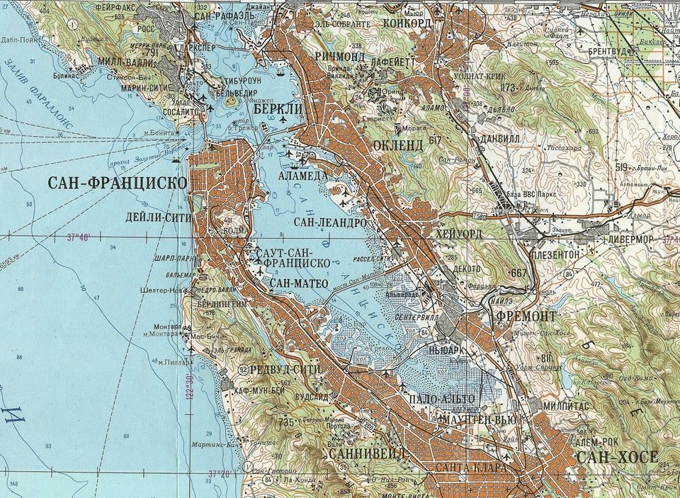 Very detailed 1960s Soviet map of Сан-Франциско. You know which US city that refers too... Source: buff.ly/2U5ugQe