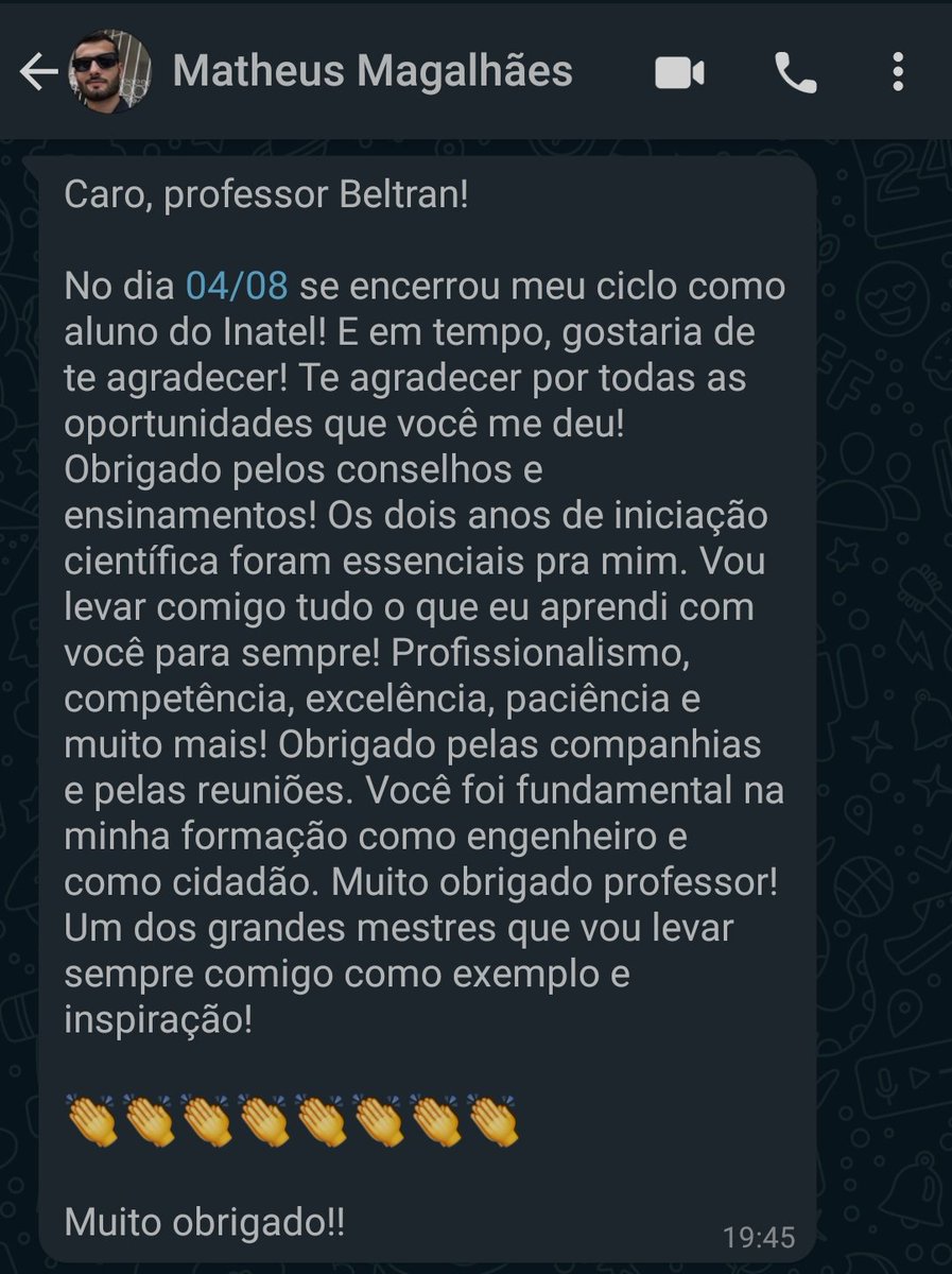 Muito grato com Matheus Magalhães por esse maravilhoso reconhecimento!