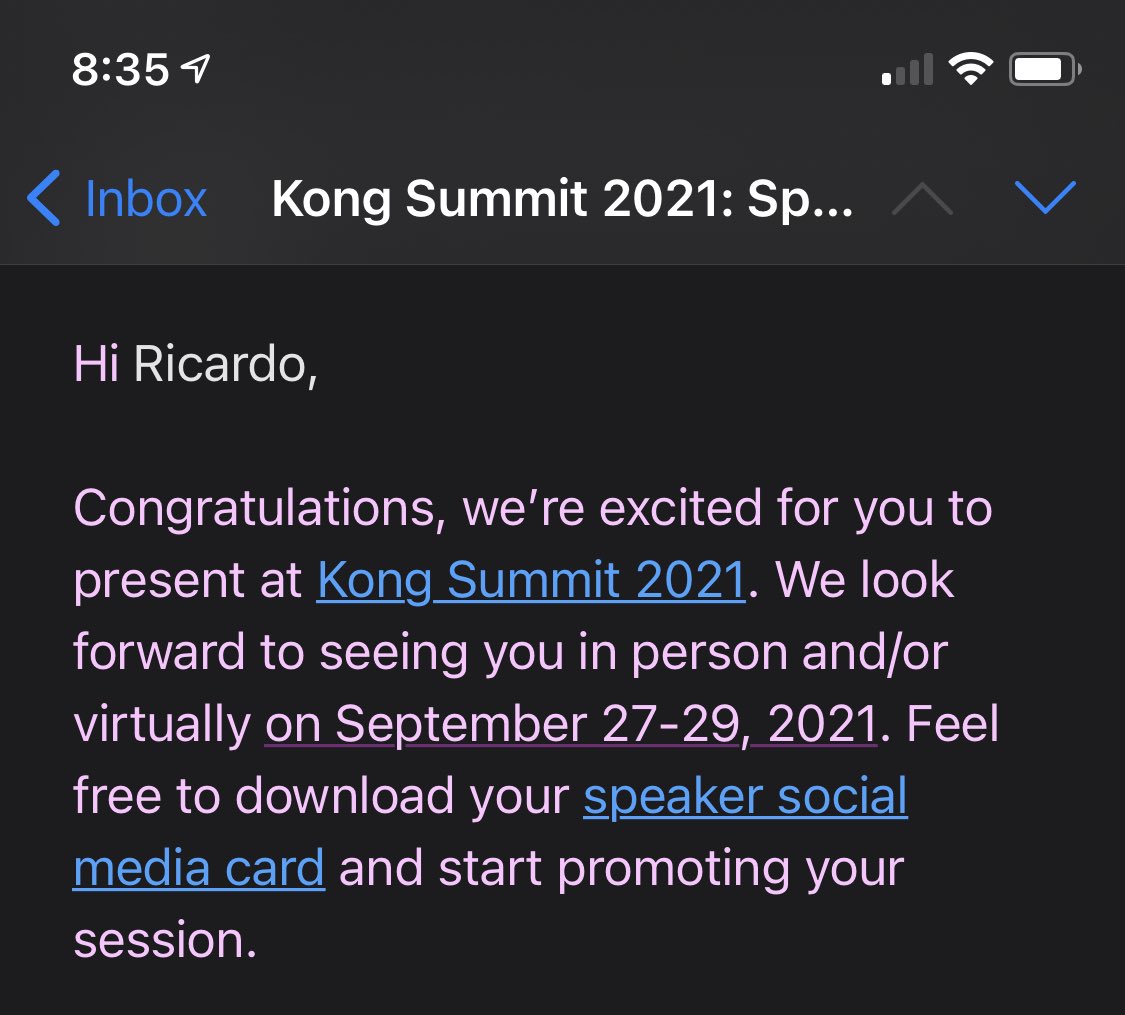riferrei's tweet photo. Very excited about being accepted to speak at #KongSummit, where I will share the stage with my dear friend @gAmUssA. 🚀 https://t.co/deJKtwJIvH
