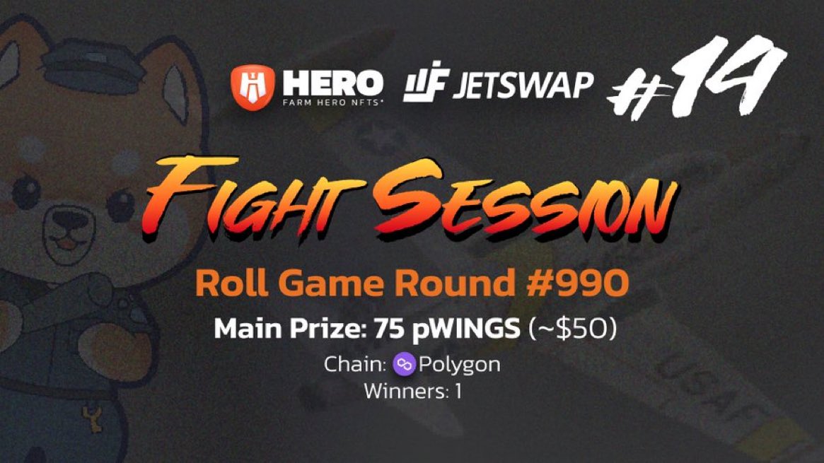 cryptobrass's tweet photo. 🥊 @FarmHeroIO FIGHT SESSION #14 (Financed by @Jetfuelfinance) 🔥🔥

Roll Game Round: #990
Prize: 75 pWINGS (~$50)
Winners: 1
Chain: Polygon

https://t.co/NAJxoMGSdZ

#FarmHero #FightSession #Polygon #JetSwap https://t.co/M2awEkwY5C