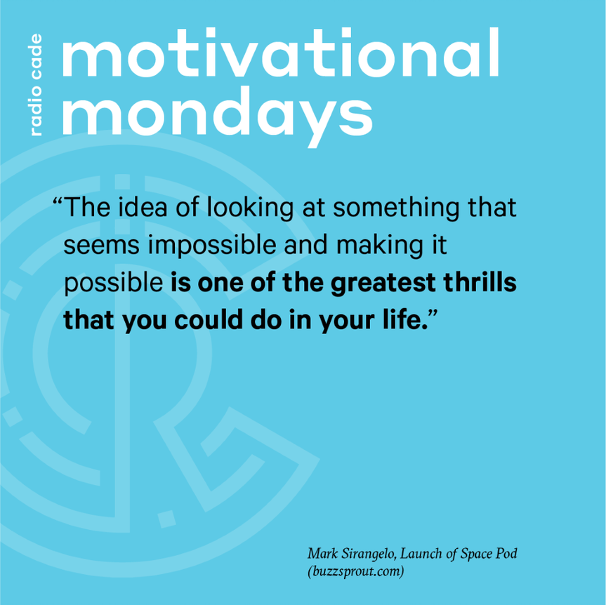 cademuseum's tweet photo. Motivational Monday quote from Radio Cade guest, Mark Sirangelo. Spark wonder, invent possible.
#InventPossible #RadioCade #CadeMuseum #MotivationalMonday https://t.co/KAzqBhx0wy