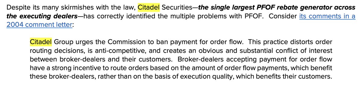 MulliganBrosPDX's tweet photo. Doing some brushing up w/ @BetterMarkets PFOF Fact sheet: A nice snippet of Citadel arguing against PFOF in 2004 🤡

https://t.co/ZwqfgCQ3qN

#GME $GME #AMC $AMC
#apestogetherstrong https://t.co/vUR0s4ajO3