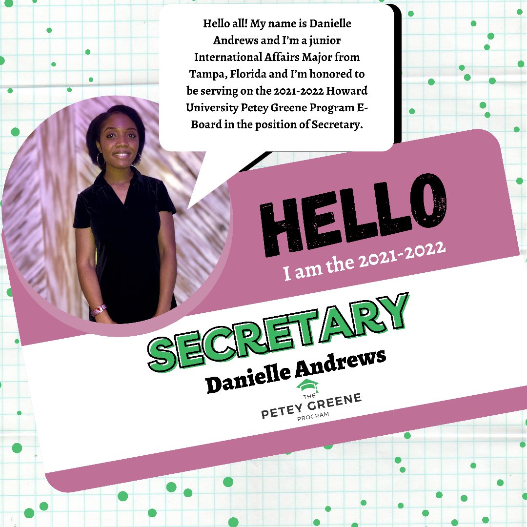 1/2 : ✨Introducing the 2021-2022 Petey Greene at Howard E-Board!✨ We are excited for another great year of supporting the academic goals of incarcerated and formerly incarcerated individuals. 💚