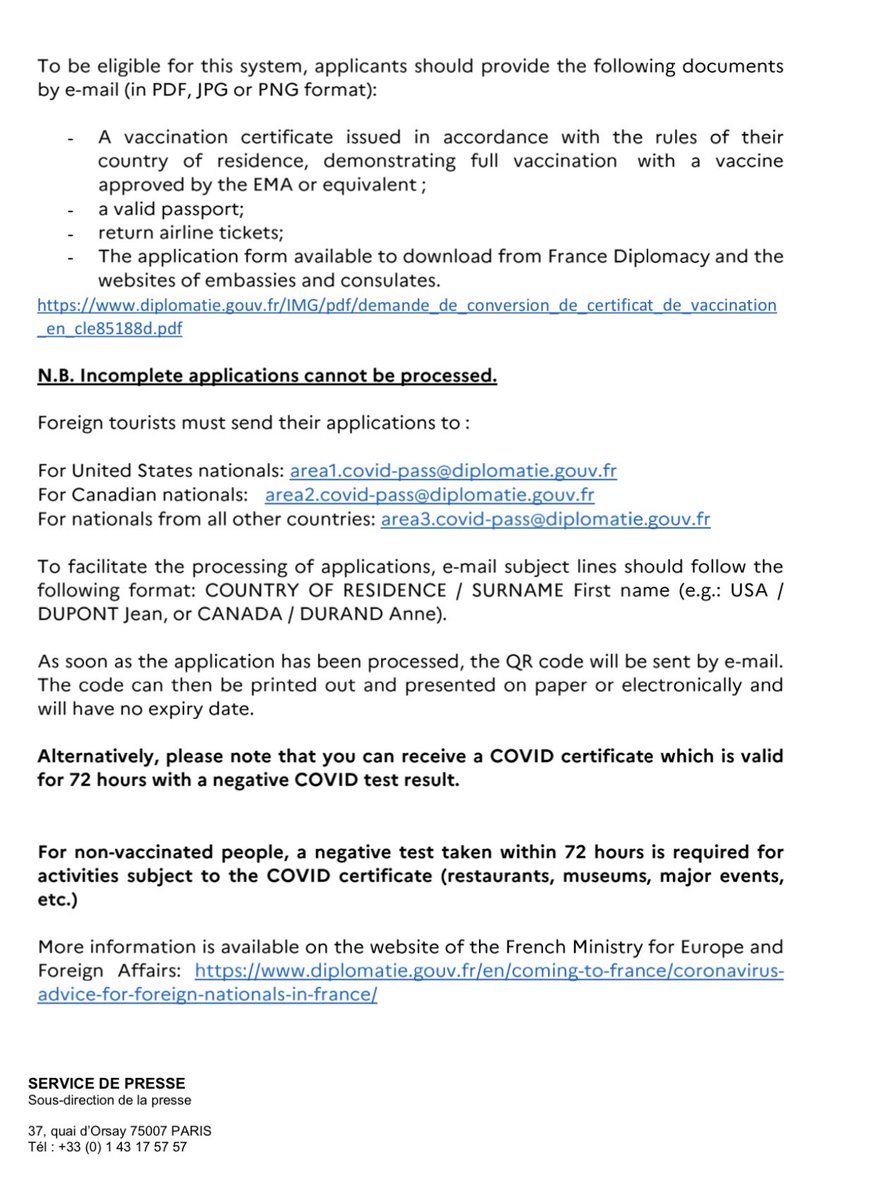#Travel | We are setting up a system for vaccinated non-EU tourists visiting France 🇫🇷. Steps to follow ⤵️