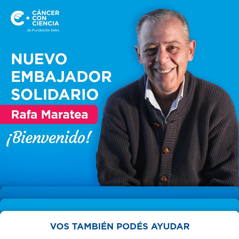 rmaratea's tweet photo. Es un honor para mi haber sido designado EMBAJADOR SOLIDARIO de la Fundacion SALES.  fundacionsales.arg. Ahora a generar conciencia de este flagelo y ayudar a las familias que están padeciendo esta enfermedad. Millones de gracias. Les agradezco si te twittean este mensaje. https://t.co/ARSHuwEVcr