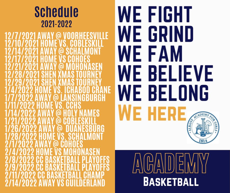 Early schedule release for the 21'-22' season. Lots to build on from last year- Top 4 scorers returning &amp; 4 of 5 starters. Lot's for this group to prove and some great new additions 👀 to the academy family! #WeHere