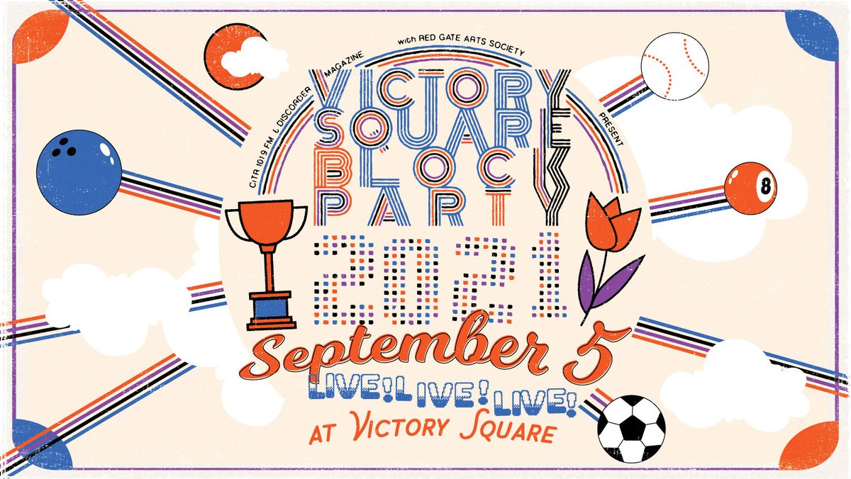 CiTR &amp; Discorder, Music Waste and Red Gate present:
𝐕𝐈𝐂𝐓𝐎𝐑𝐘 𝐒𝐐𝐔𝐀𝐑𝐄 𝐁𝐋𝐎𝐂𝐊 𝐏𝐀𝐑𝐓𝐘 𝟐𝟎𝟐𝟏 🖤 

VSBP IS BACK IN PERSON BABY! 🥳 Celebrate the end of summer with us! ALL AGES &amp; FREE! Sept 5th at Victory Square!

RSVP and more info here: fb.me/e/1dVvln4Qv