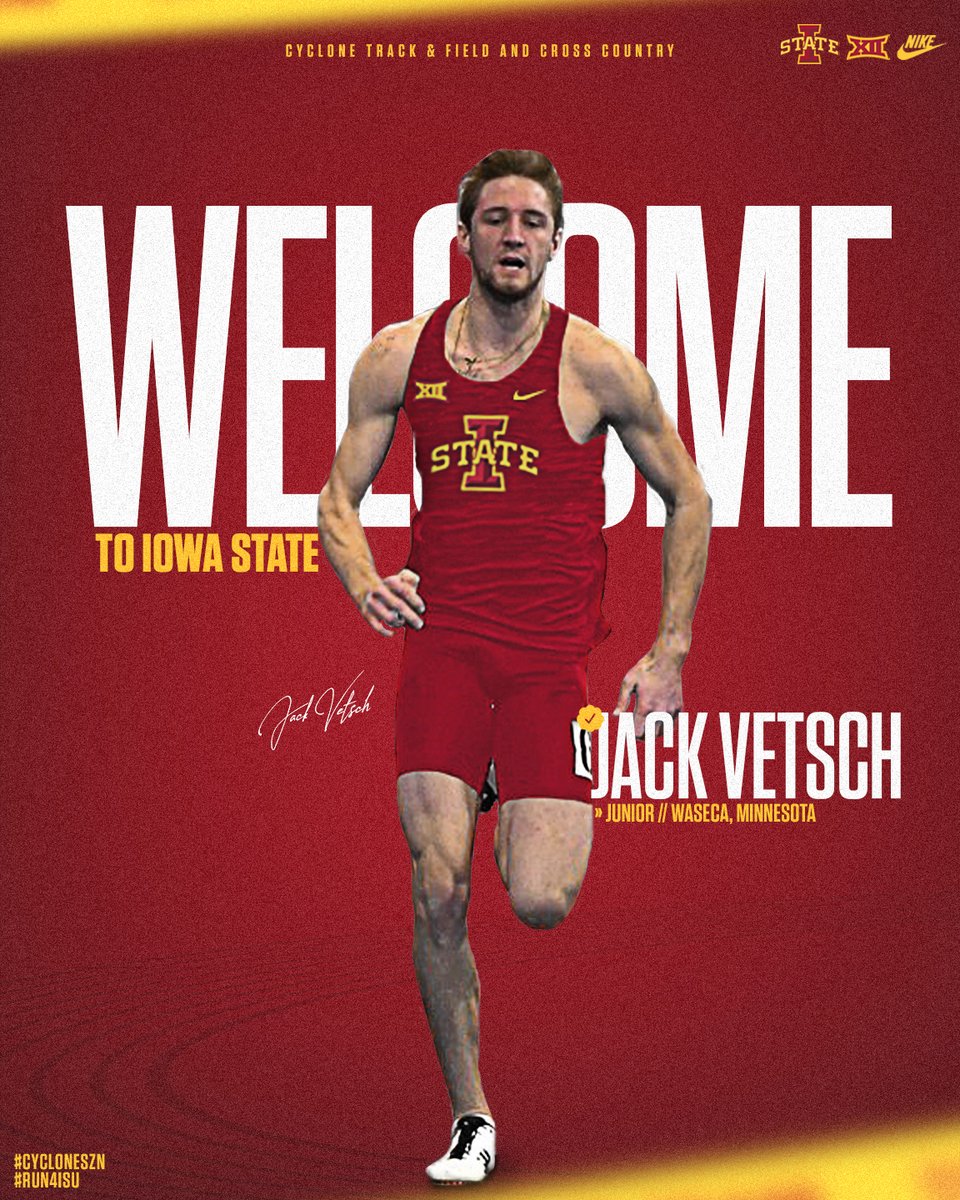 CycloneTrackXC's tweet photo. Welcome to Iowa State Jack Vetsch!
๐ช๏ธ 2021 Summit League ๐ฅ in Decathlon & Heptathlon
๐ช๏ธ PRs: Decathlon, 7,162 & Heptathlon, 5,339
๐ฐ | https://t.co/gR9WBwW222
#CycloneSZN #RunJumpThrow4ISU https://t.co/i8bTbtAWvN