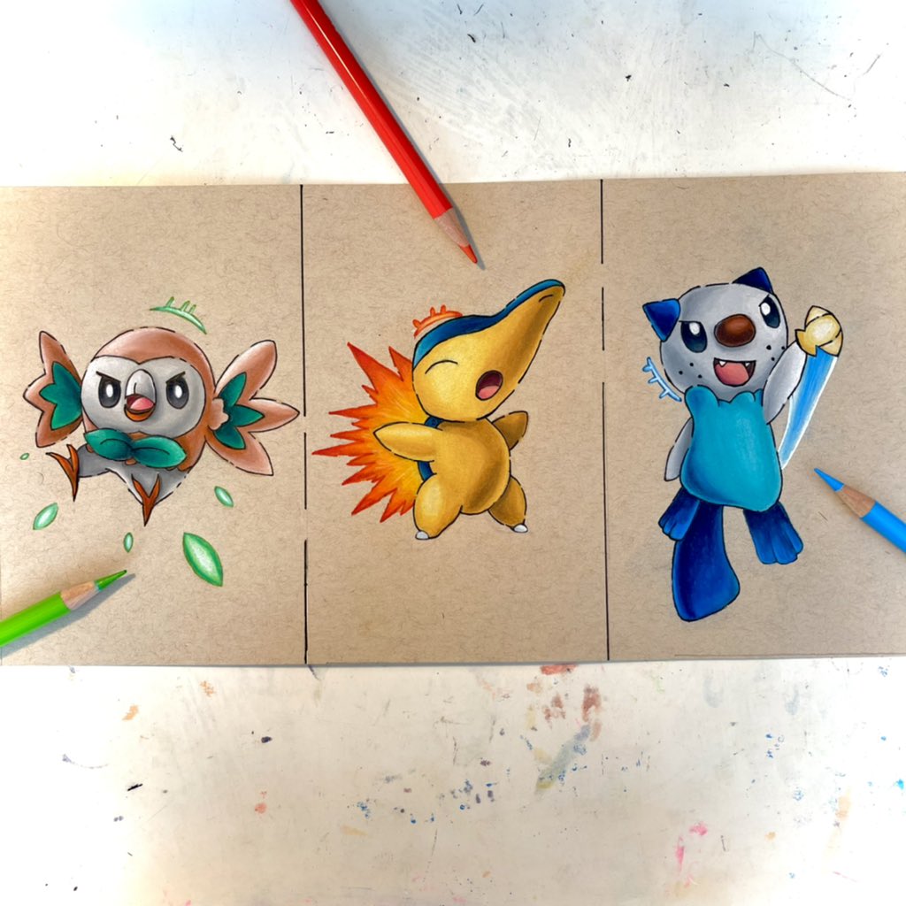 theo_drawz's tweet photo. I keep forgetting how close we are getting to the release of #PokemonLegends #arceus ! Who will you be choosing out of #rowlet , #cyndaquil and #oshawott ? #pokemon #artwork #pokemonart https://t.co/tjYMBa8Yec