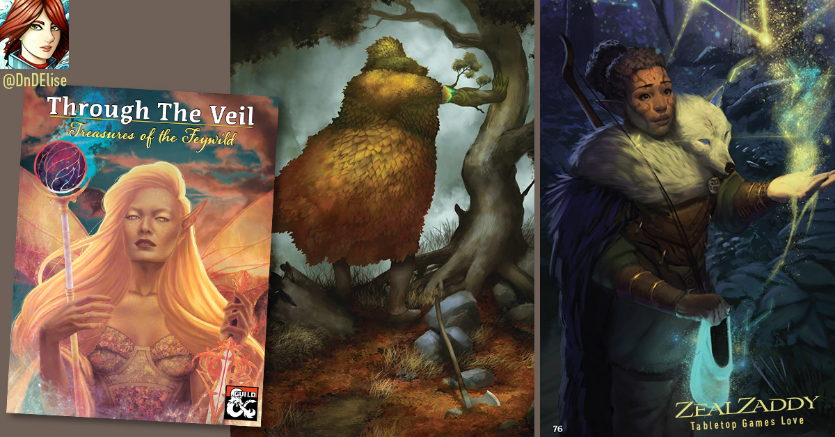 ZealZaddy's tweet photo. Product Review (1/10) “Through the Veil: Treasures of the Feywild” (TTV:TotF) is 174 pages(!) of wondrous Fey magic items by @DNDElise 
Long Review https://t.co/266Wk96RWQ
#dndreview #dnd5ereviews #DnD #DnD5e #5e #TTRPG #RPG #feywild #fey #faerie #dnd5ereviews #DnDElise #DMsGuild https://t.co/ipKsEA3Qqj