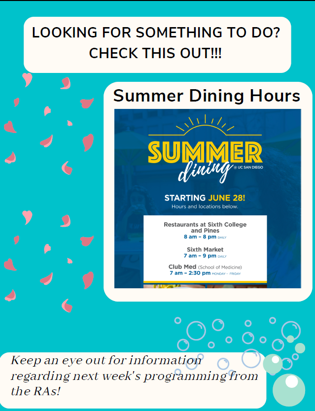 SixthRL's tweet photo. It's #summeratsixth 2021 and now Session II! Here's this week's newsletter from the RA team with things to look out for and policy reminders! https://t.co/djL1lKZSUx