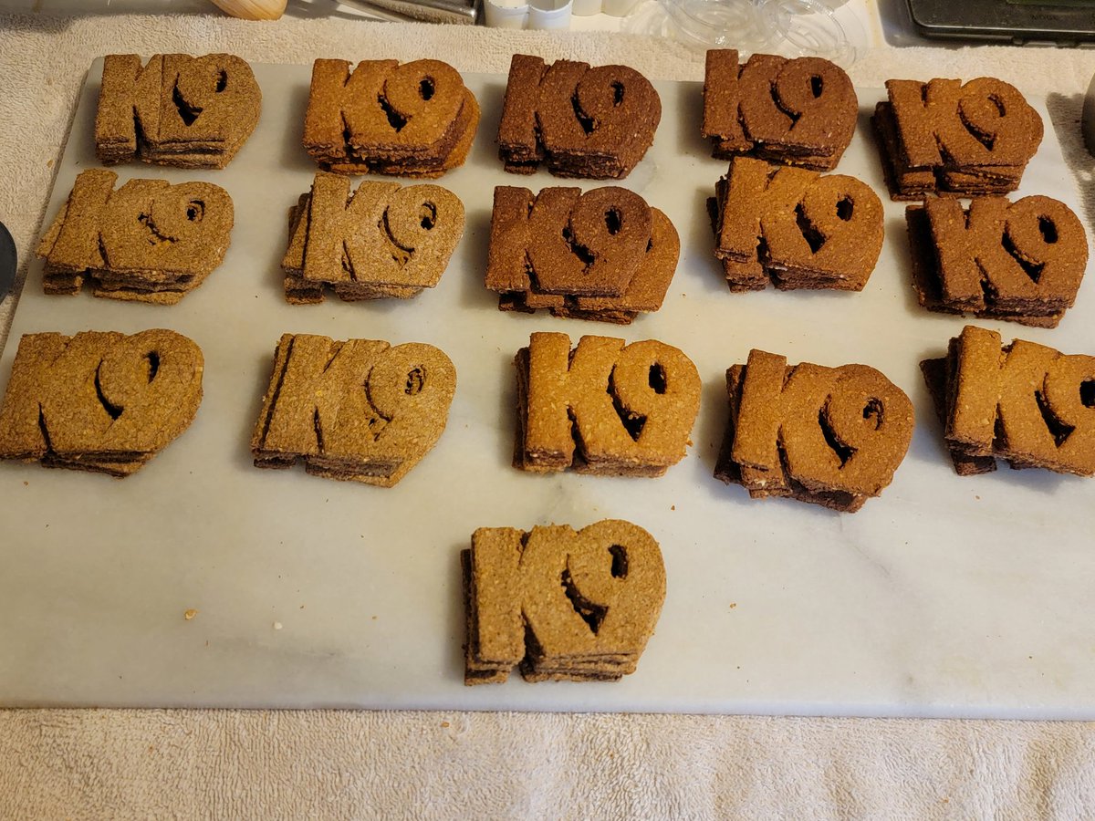 Cookies baked and ready to frost....some many happy pups very soon!! @jimteresa3 @Airforcemom2005 @mrshhjones @K9Sid @k9danka @mustang_brit @K9Mattis