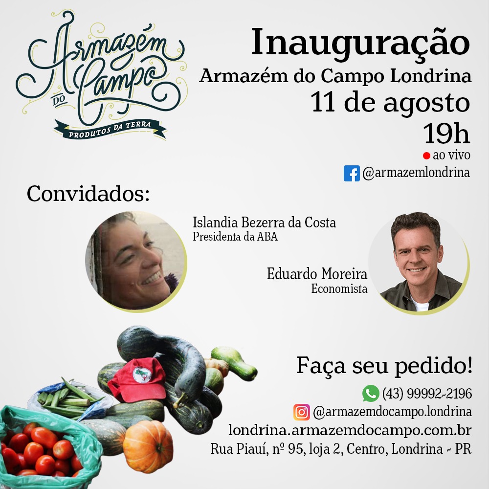 🎊🚩 INAUGURAÇÃO DO ARMAZÉM DO CAMPO LONDRINA 💚🍉🌽

Nesta quarta-feira (11/08), a partir das 19hs, vamos estar AO VIVO direto do Armazém do Campo Londrina para inauguração de mais um espaço de resistência Sem Terra no Norte do Paraná.

💻 Nosso Site: londrina.armazemdocampo.com.br