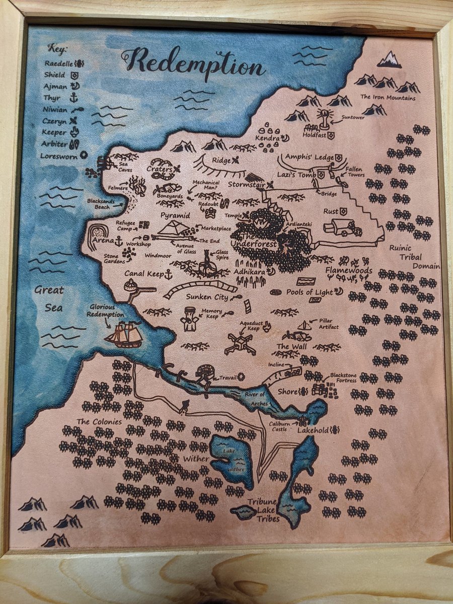 Engineer7601's tweet photo. Look at this amazing leather version of Actaeon's map of Redemption by @fosterleather! https://t.co/eWgDKB8rgS