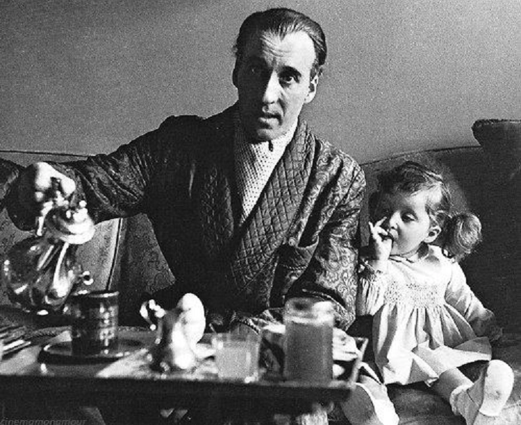 HorrorHammer1's tweet photo. Christopher Lee and his daughter have tea (1965) https://t.co/djHoFRkfO6