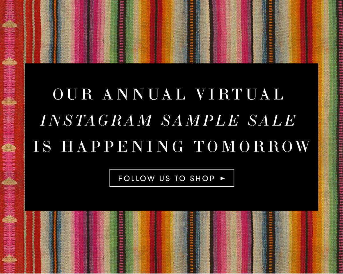 Sample Sale Comin’ 🔥

Our annual virtual Instagram sample sale is happening TOMORROW. (Tuesday through Thursday) 

Follow us to shop: bit.ly/3jCDGv7