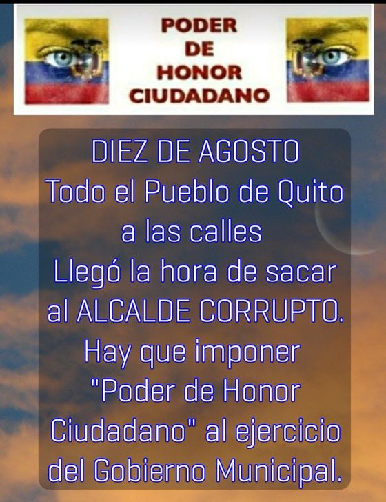 MariaIsabelFS2's tweet photo. #10DeAgosto2021 los #Quitenos a la calle por la #Dignidad de la ciudad de #Quito por la #Institucionalidad del #Ecuador no mas #Impunidad #FueraYundaFuera #QuitoOLaMafia @ramirogarciaf @thaliafloresf @hcastanierj @Gmo_Avellan @c_larreategui @dottialmeida1 @MinGobiernoEc https://t.co/QDV9RpIJgL