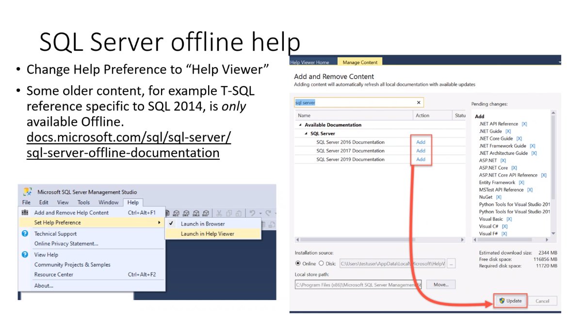 IrishSQL's tweet image. If your company has prod or dev locked down without external access, you can download version specific #SQLDocs to help answer questions and resolve problems right there. 
Thanks @william_a_dba