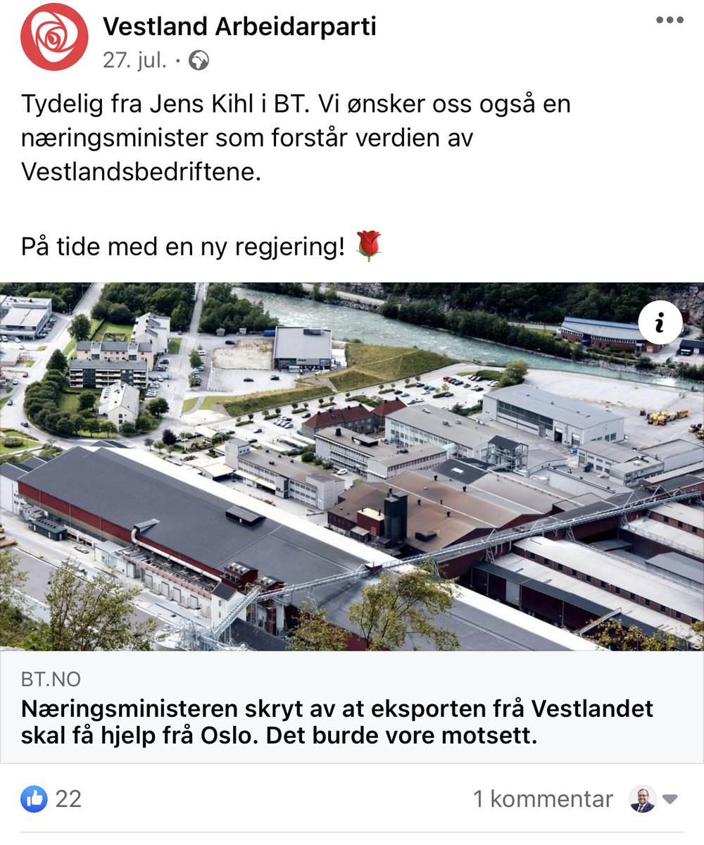 Altså ⁦@jenskihl⁩ skrev en god kommentar her, helt på sin plass å kritisere regjeringen for malplassert eksportkontor i Oslo. Men ⁦<a href="/Arbeiderpartiet/">Arbeiderpartiet</a>⁩ stemte jo sammen med regjeringen her🤔 Burde vel stemt med oss i FrP for å få det til Vestlandet da ⁦<a href="/HordAP/">Hordaland Ap</a>⁩?