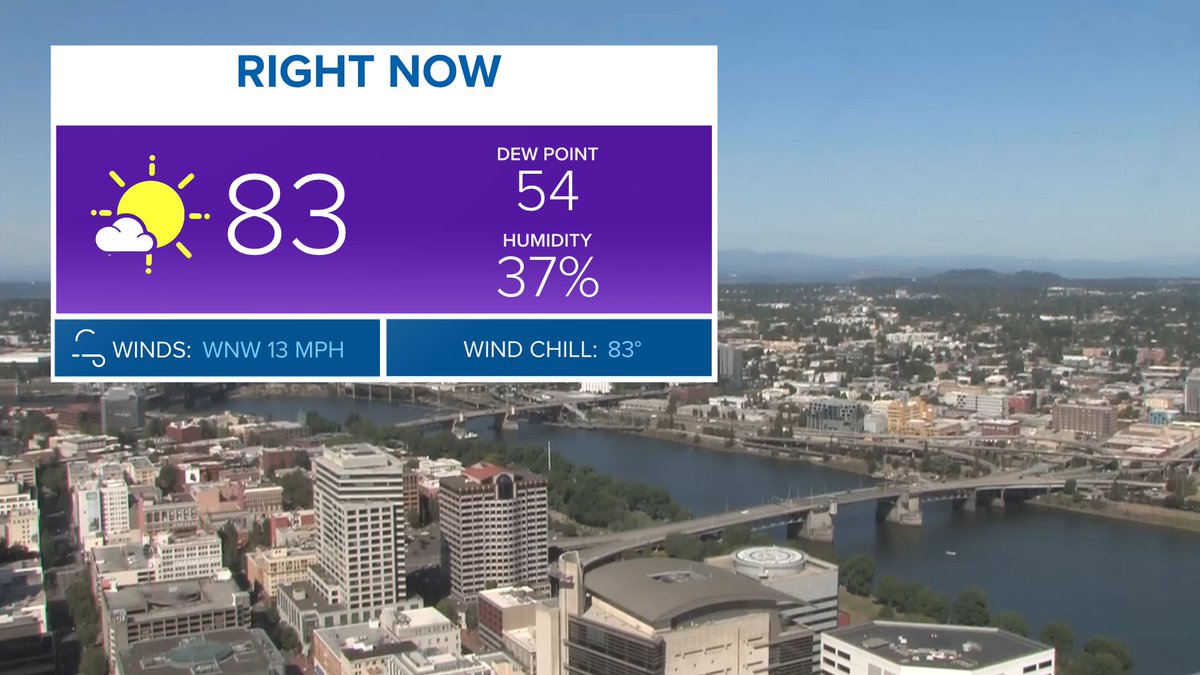 JoeRaineriWX's tweet photo. It's nice out there right now, but our #Augustheatwave arrives Wednesday with a chance to see four days in a row with triple digit heat. An excessive heat warning takes effect Wednesday afternoon. #kgw #kgwweather https://t.co/SJ4Dv0nyk0