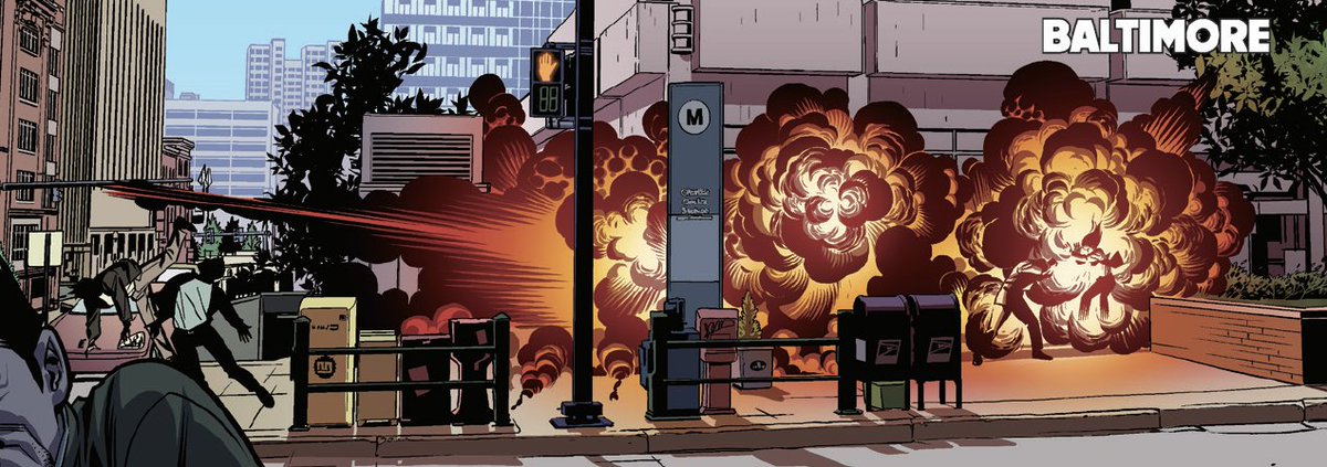 12GaugeComics's tweet photo. Everyone talks about @Stelfreeze's skill with fight choreography and paneling. Also: dude frames one helluvan explosion. Just look at these panels from #ThomasRiver. https://t.co/WNanoiJHJ7