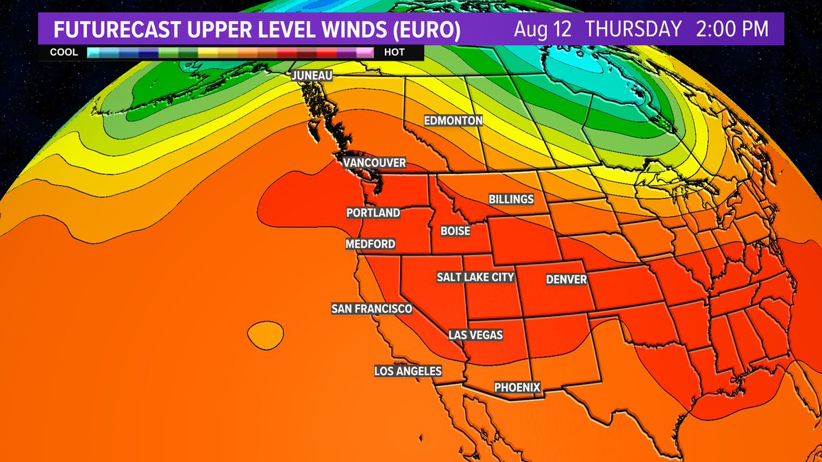 JoeRaineriWX's tweet photo. It's nice out there right now, but our #Augustheatwave arrives Wednesday with a chance to see four days in a row with triple digit heat. An excessive heat warning takes effect Wednesday afternoon. #kgw #kgwweather https://t.co/SJ4Dv0nyk0