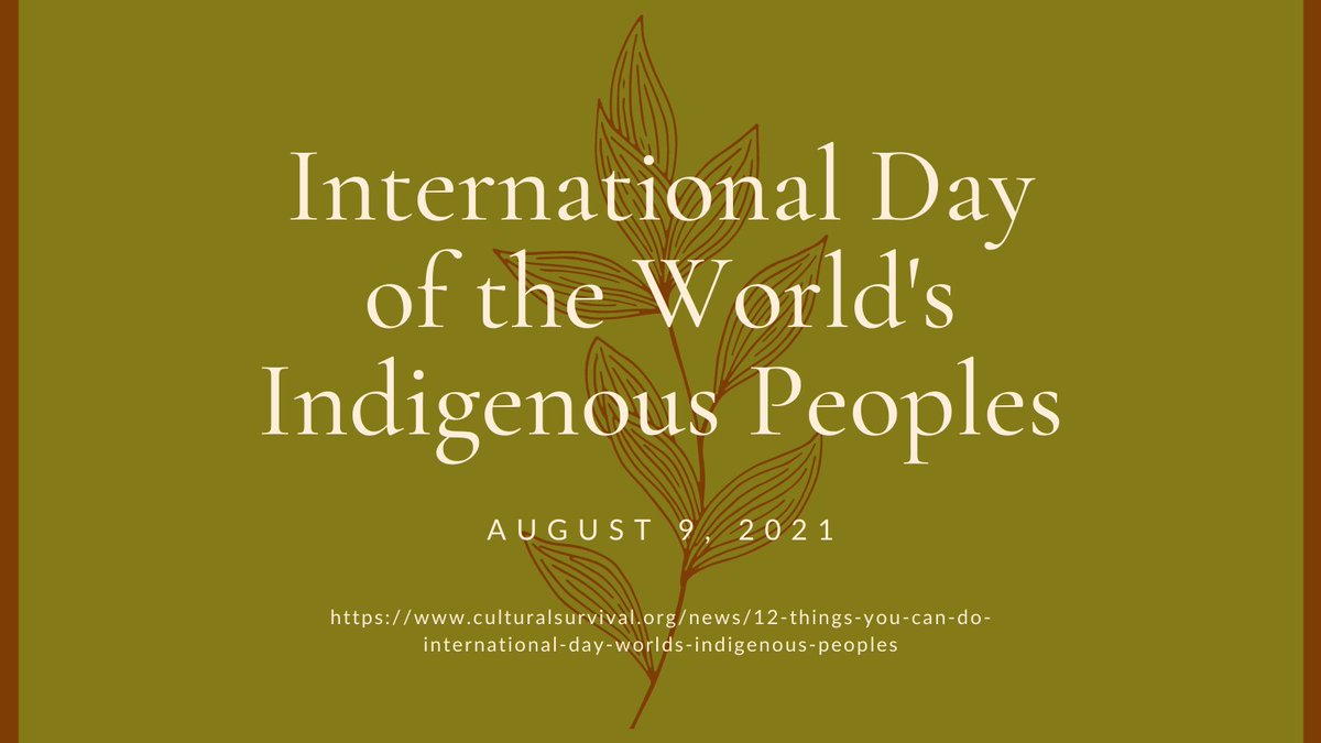 worcaction's tweet image. August 9th is set aside to commemorate the World's Indigenous peoples. In the West, we see how the contributions, resilience, and wisdom of our Native peoples make our communities richer every day. #IndigenousPeoplesDay
culturalsurvival.org/news/12-things…