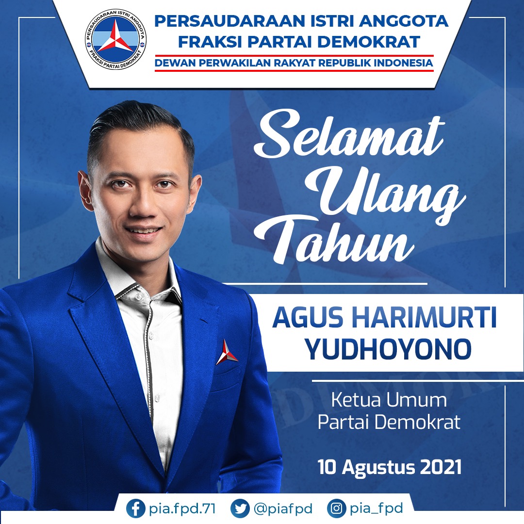 piafpd_dpr's tweet photo. Selamat ulang tahun Ketua Umum Partai Demokrat, Agus Harimurti Yudhoyono @AgusYudhoyono
Semoga selalu diberikan kesehatan, keberkahan, kebahagiaan, umur yang panjang dan dimudahkan dalam segala urusan dunia maupun urusan akhirat.
#PIAFPD #DEMOKRATS14P #DemokratPeduliBeriSolusi https://t.co/UOnAW0gPcz