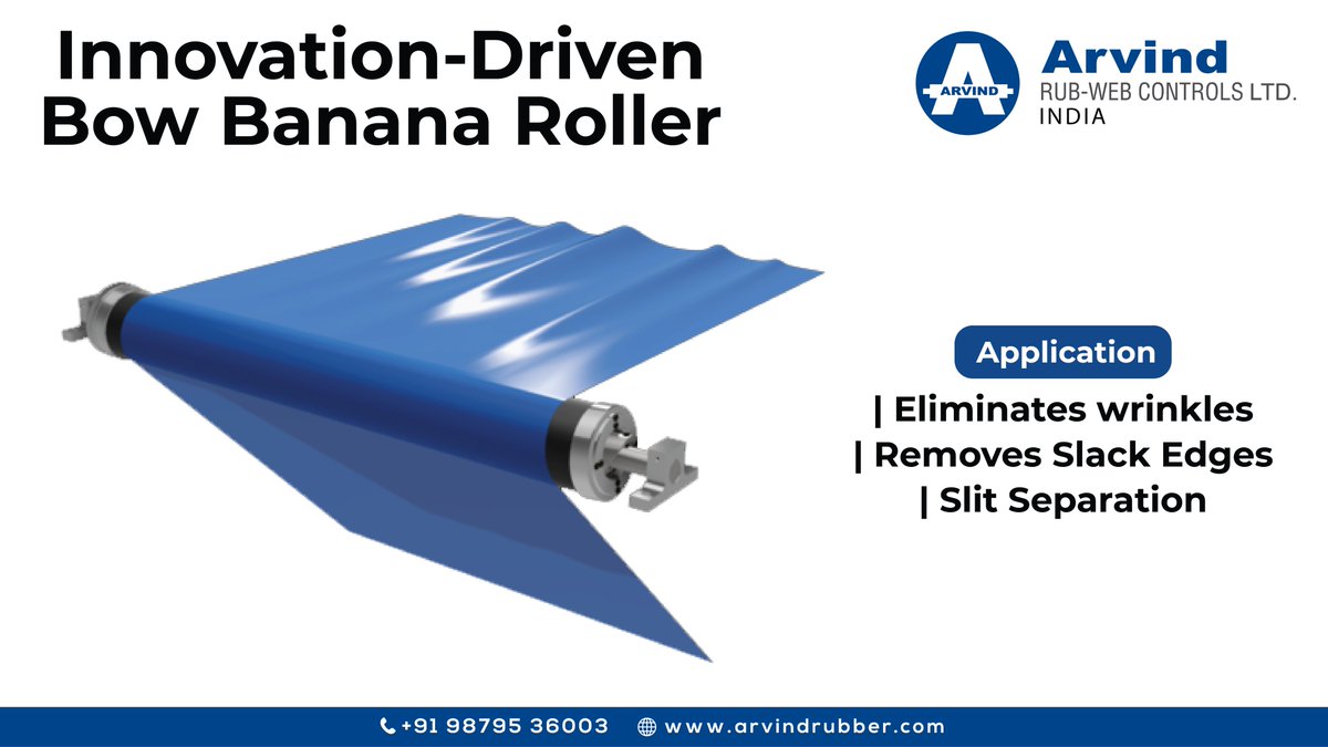 arvindrubberltd's tweet photo. The innovation-driven #BowBananaRoller is being employed on a large scale in numerous #industries, including #Packaging, #Textile, #Paper, #Plywood, and #Steel among others.
#ArvindRubber #Industrial #rubberbowroller #bananaroller #WrinkleRemoverRoller #Manufacturing #importexpot https://t.co/lnljyqgQap