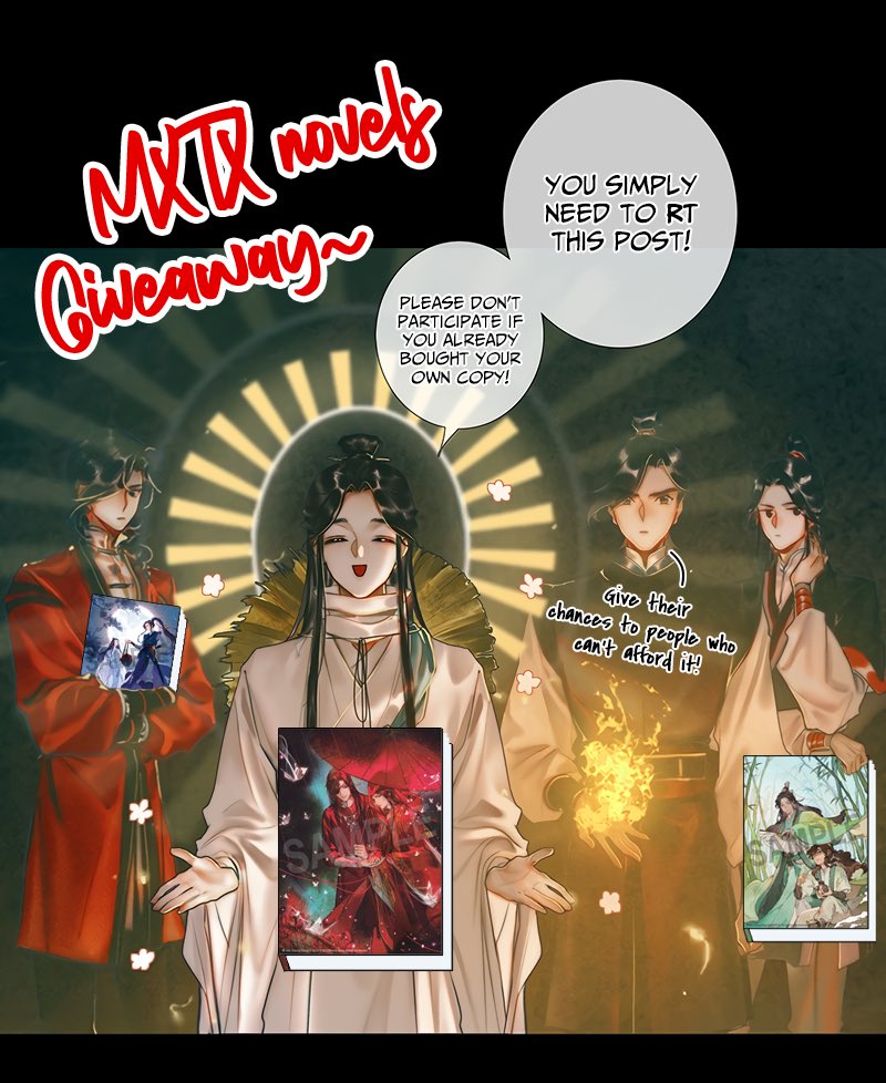 BEOS_twt's tweet image. [MXTX Novel Giveaway!] 

• 3 winners, 1 volume of choice! 📕

• Retweet to join! 

• International 🆗, as long as there is a store/website that ships to your location~ 🗺

• Must be ok with providing address 🙏

• Ends September 30th, 10am GMT+8!