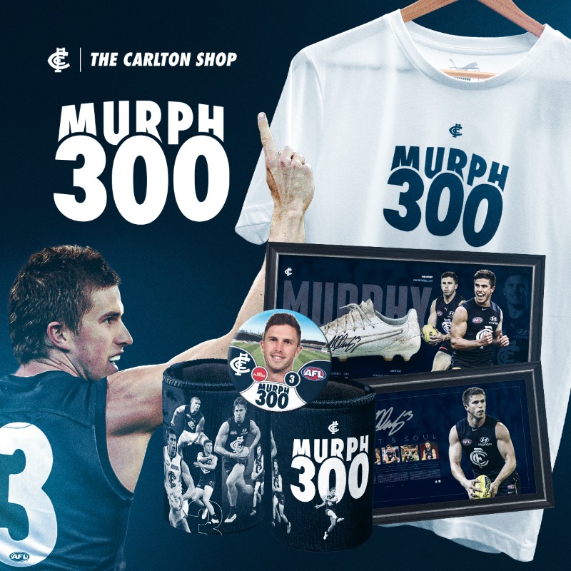 CarltonFC's tweet photo. The official Murph 300 range is now available online at The Carlton Shop. 

Get your hands on these limited edition pieces today. 👇