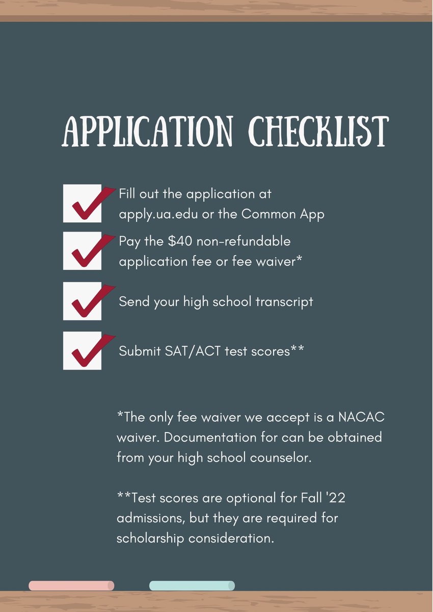 Bama_NETexas's tweet image. 🚨Rising seniors!🚨
The application for Fall 2022 is LIVE! No essay or letters of rec necessary. 

-App —&amp;gt; app fee —&amp;gt; transcripts —&amp;gt; {optional} test score. And done!

-Ask me about our admission requirements or let me connect you with a rep that lives near you!
#rolltide #ua26