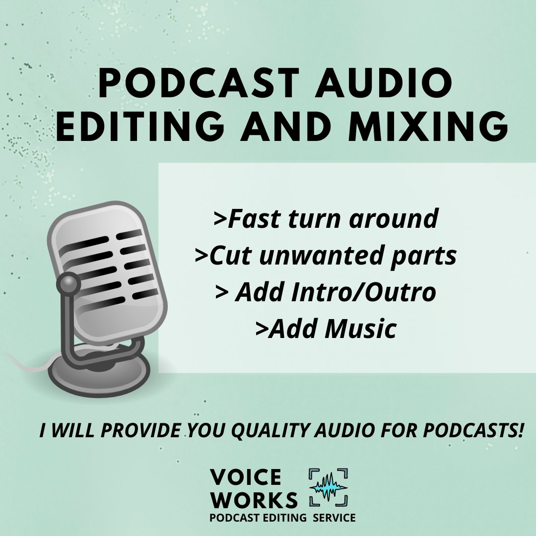 joanvVega's tweet photo. Hi! Podcaster, if you are interested I can work for FREE for 30 minutes podcast editing service in exchange for video testimony.  I'm open to working with 2 clients at the moment.
Please email me peconcillojoan@gmail.com
#Podcasteditor #Freepodcastedtingservice #dowhatyoulove https://t.co/Oy6SzICie1