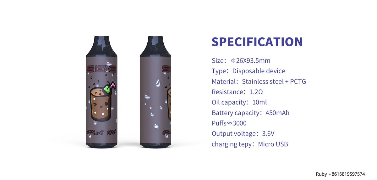 RubyChe48746213's tweet image. The new style of disposable vape device 9263 has the below features to catch your eyes:
* 10ml super capacity and 3000puffs
* Mesh coil make big cloud and good flavor
* It has the charging port to ensure run out of e-liquid