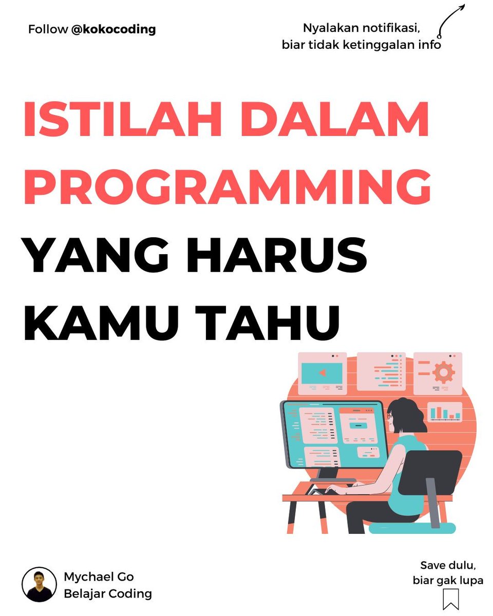 mychaelgo's tweet image. instagram.com/p/CSYMYHBBoMk/ 
Udah tau yang mana aja nih ?
Share di kolom komentar ya
-
➡️Follow kokocoding
➡️Follow kokocoding
➡️Follow kokocoding
-
#makinpahamcoding 
#recursion #pseudocode #abstraction #codesmell #scope #istilahcoding #istilahprogramming
#progr