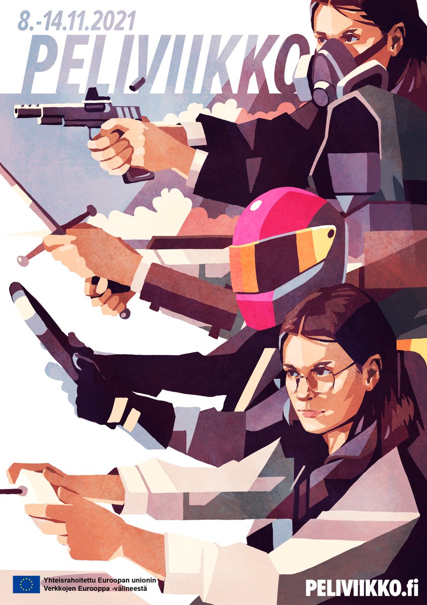 Tänä vuonna Peliviikon julisteen on kuvittanut pelialallakin työskentelevä <a href="/EmmaKantanen/">Emma Kantanen</a> jonka graafinen tyyli sopii mielestämme erinomaisesti julisteisiin. Voit käyttää Peliviikon julistetta myös oman Peliviikolle sijoittuvan tapahtuman markkinoinnissa.