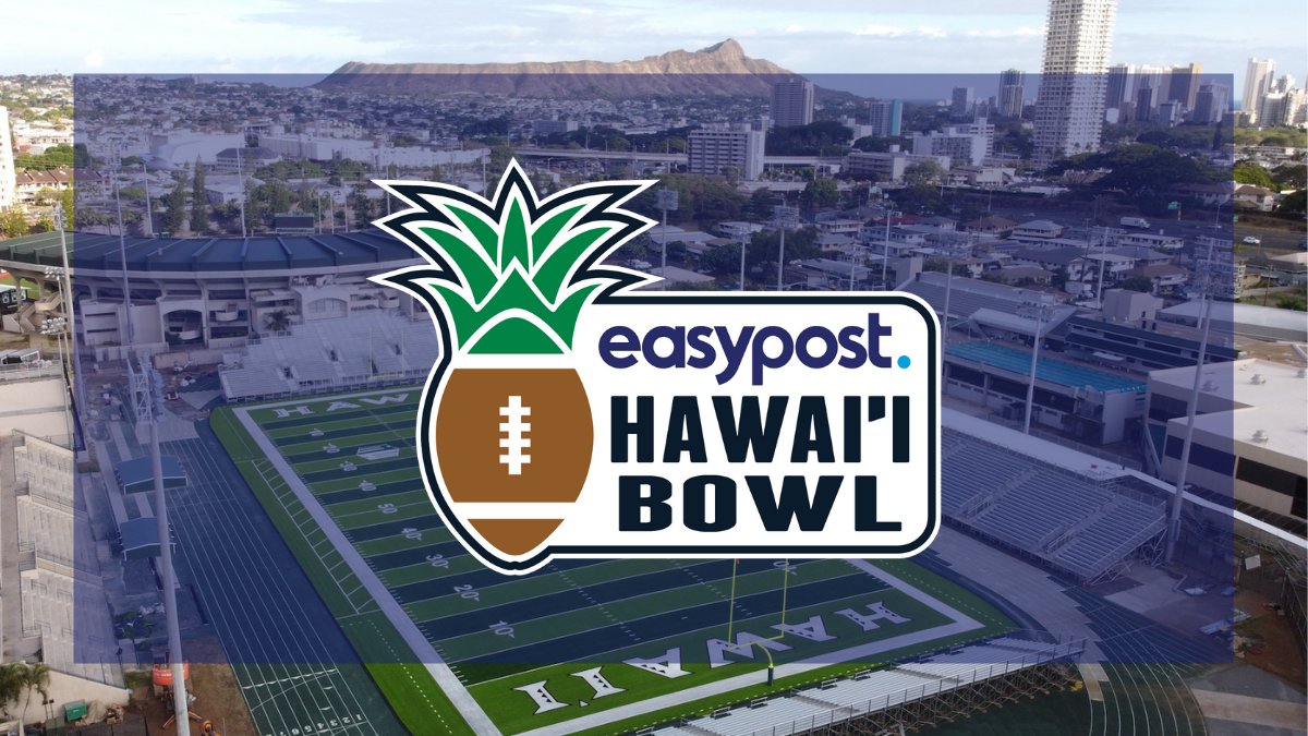HawaiiBowl's tweet photo. New venue, new traditions, new memories to be made, and a new name, the EasyPost Hawai'i Bowl!

@EasyPost #EasyPost #HawaiiBowl #EasyPostHawaiiBowl #MadeinHawaiiPlayedinHawaii
#CFB #CollegeFootball #BowlSeason #ESPNEvents
#Shipping #PeakSeason https://t.co/RpZmu7ZTPR