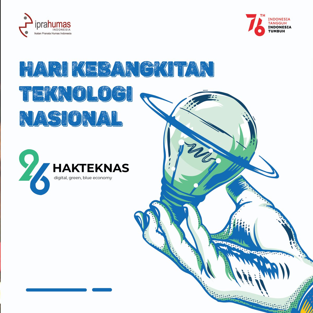Iprahumas's tweet photo. Halo #Rekanhumas di seluruh Indonesia..Tema perayaan Hakteknas 2021 ini adalah “Integrasi Riset utkIndonesia Inovatif”, dgn sub-tema “Optimisme Inovasi Berbasis Teknologi di Tengah Pandemi”.Selamat Hari Kebangkitan Teknologi Nasional 2021
#pranatahumas
#iprahumas
#hateknas2021 https://t.co/s5jskZFrzl