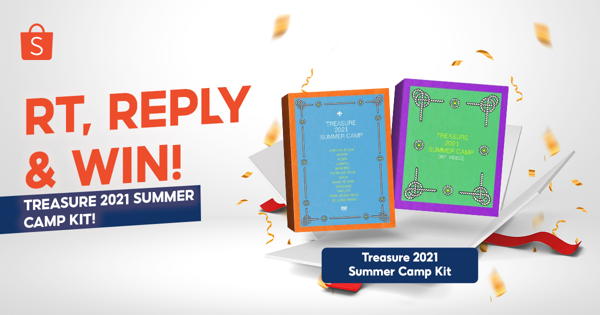 🧡GIVEAWAY TREASURE 2021 SUMMER CAMP KIT🧡

Mimin punya TREASURE 2021 SUMMER CAMP KIT buat TEUME! Ikutin caranya:
1. FOLLOW @SHOPEEID
2. RT &amp; LIKE tweet ini
3. REPLY #MiminShopeeSayangTeume YANG BANYAK!

Pemenang dipilih secara acak &amp; diumumkan tanggal 17 Agustus