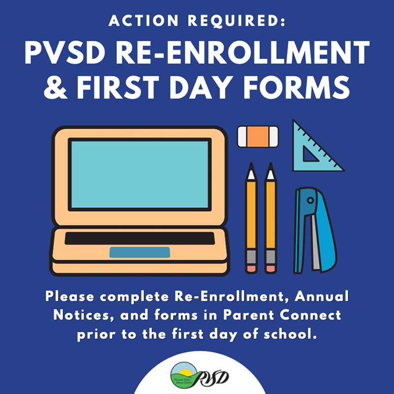 PVSDCamarillo's tweet photo. ACTION REQUIRED: PVSD Re-enrollment &amp; first day forms

Please complete Re-Enrollment and all Annual Notices and forms in Parent Connect prior to the first day of school: https://t.co/Gb1eXWjXIM

#PVSD
#PVproud
#Camarillo https://t.co/0DLpXAvSZt