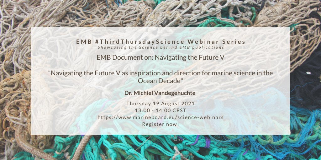 EMarineBoard's tweet photo. There is still time to register for our #ThirdThursdayScience webinar happening on Thursday, given by Dr Michiel Vandegehuchte @jmeesvliz on Navigating the Future V #NFVOcean as inspiration &amp; direction for marine science in the #OceanDecade. More here: https://t.co/MMMDDcI83P https://t.co/P2vbdVWX1N