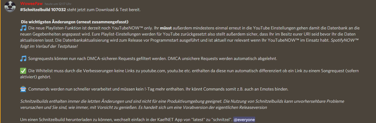KGStreamManager's tweet photo. #StreamManager Schnitzelbuilds sind wieder verfügbar und dieser hier bringt eine Reihe von Verbesserungen, welche Ihr jetzt vorab testen könnt.

#Chatbot #Twitch #DMCA #TwitchDE #InDev https://t.co/GeledF3PnH