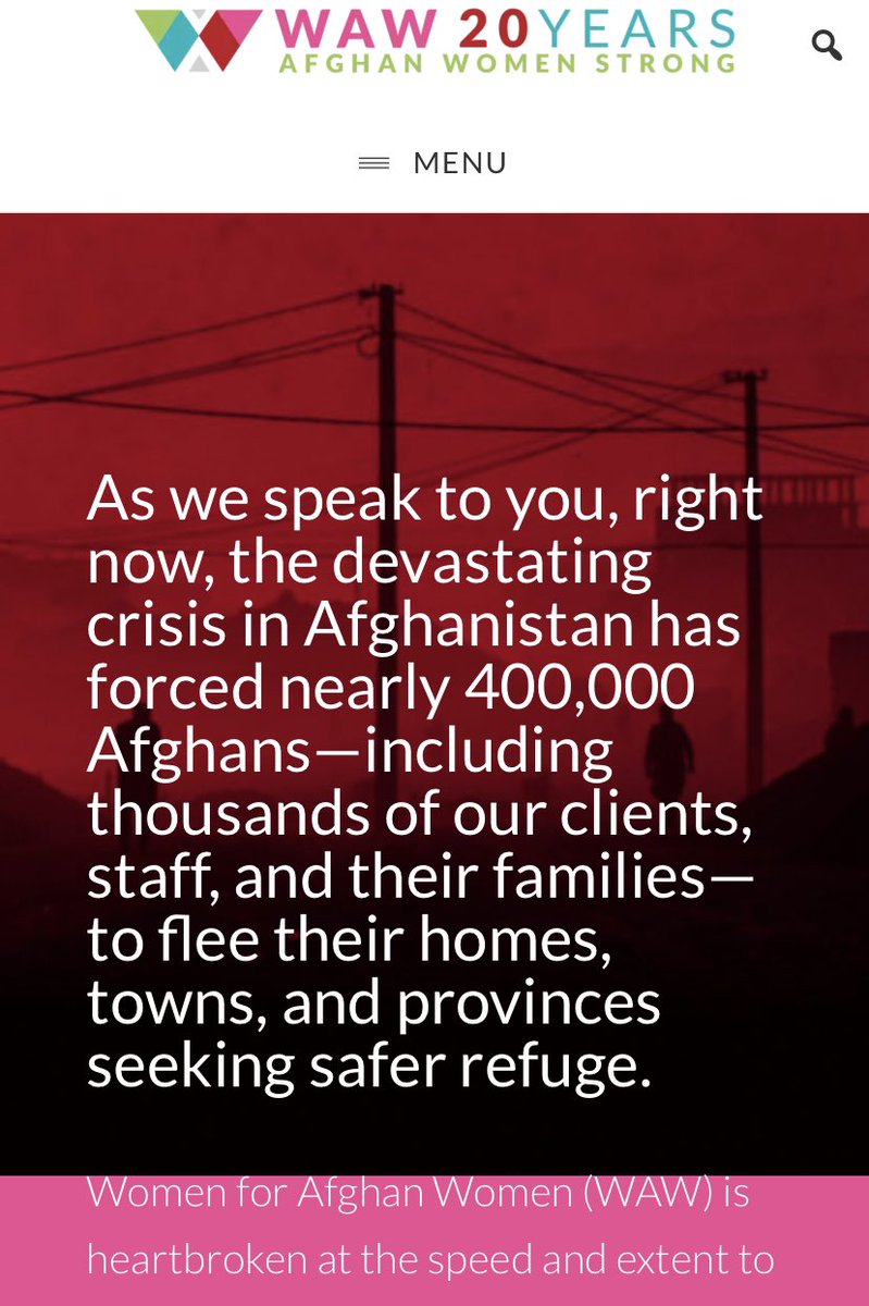 romforafghanwom's tweet image. All the money we will raise with the auction will be going to Women for Afghan Women, the largest women’s organization in Afghanistan, which provides shelter, aid, and resources to Afghan women and children.