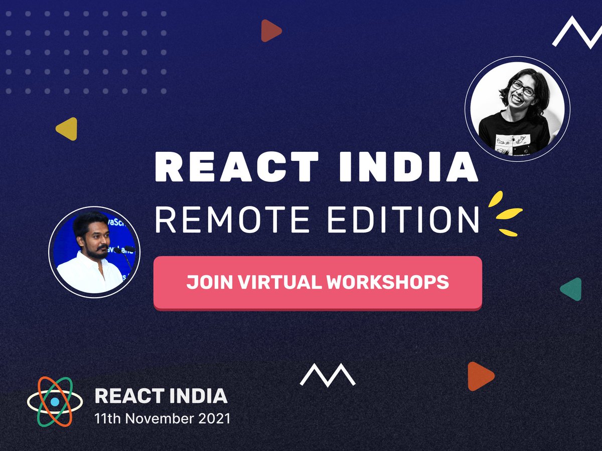 react_india's tweet photo. Check out our cool workshops at @react_india  on 11th November from our lovely workshop speakers @PKodmad and @vilvaathibanpb. Grab your seats now. Limited seats are available for the workshop.

https://t.co/fmolyeJHoo https://t.co/Bk7y05AJrX