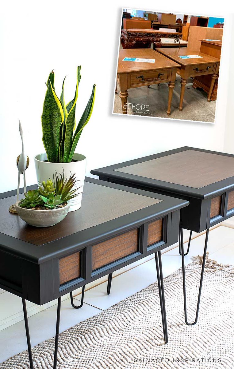 SalvagedIns's tweet image. Don't be afraid to try new things! Everything that you can imagine might take your pieces to a new level of beauty! ~ 
salvagedinspirations.com/hairpin-table-…

#TwinTables #TableMakeover #SideTables #Modern #PaintedFurniture #DIY #ChalkPaint  #DixieBellePaint #Repurpose #Restyle #BeforeAndAfter