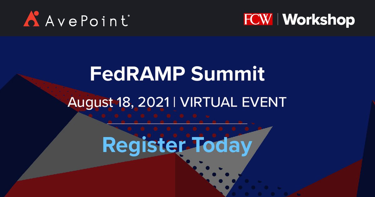 AvePoint's tweet photo. We're excited to be a part of tomorrow's FedRAMP Summit! Interested in virtually attending? There is still time to register https://t.co/T8NaSdJaiX https://t.co/VD2D1gB4JP