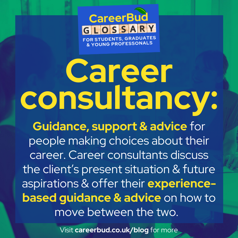 CareerBudUK's tweet image. WHAT IS CAREER CONSULTANCY? 

Check out our full glossary of terms on our blog:
bit.ly/careerbud-glos…

- Abby 👩🏻‍💼 &amp;amp; Amy 👩‍💼⁣⁣ ⁣⁣⁣⁣at CareerBud🌱
⁣⁣⁣ ⁣⁣⁣⁣⁣⁣⁣
#careerbuduk #careertraining #careerconsultancy #careercoaching #students #graduates #youngprofessionals