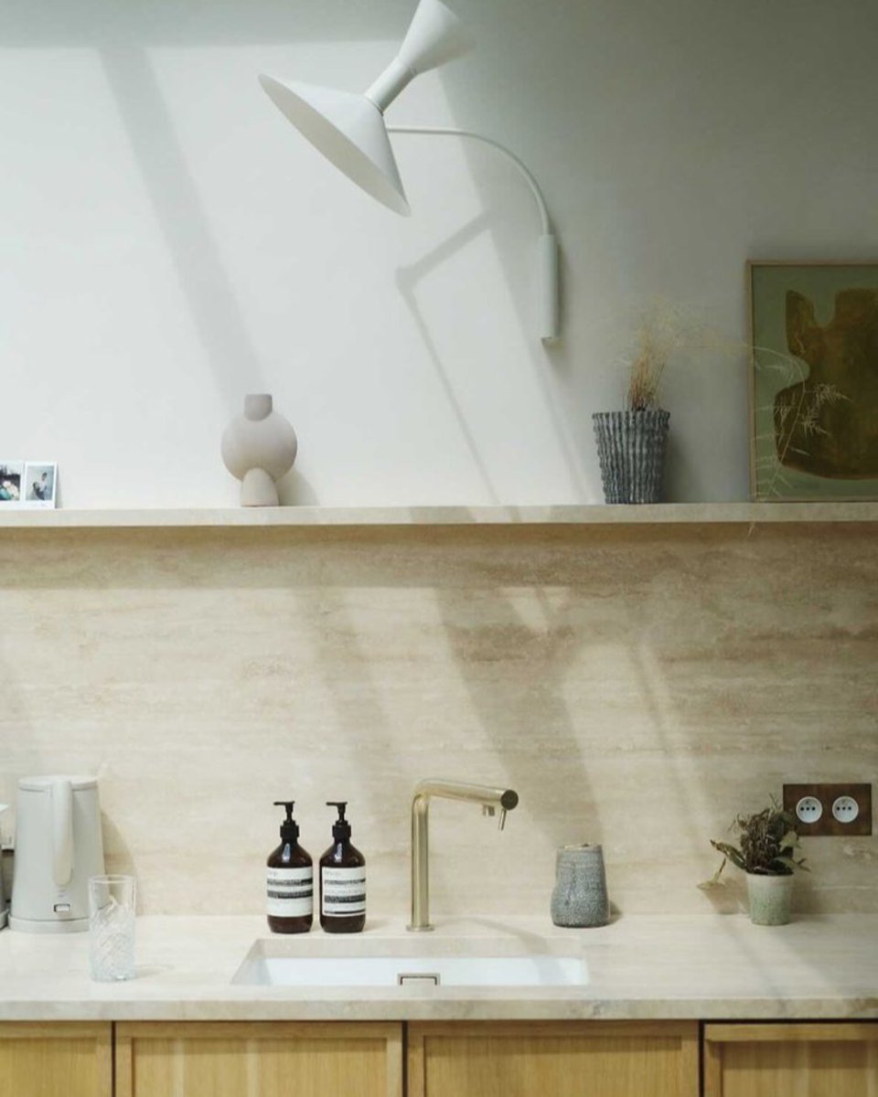 We adore this image by @perrine_robin_decoration - our French socket in Aged Brass looks so smart against the minimal styling. More ideas this way: ow.ly/FhPh50FG5Fr