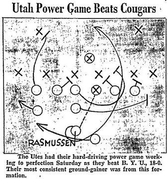 UtahMan1850's tweet photo. #Roadto63
Win #17 - 10/31/1936 - Dubbed the Rain Bowl, Utah's power running game won the day Glade Rasmussen ran for 2 scores in an 18-0 for Utah over BYU https://t.co/4dKWLVahh4