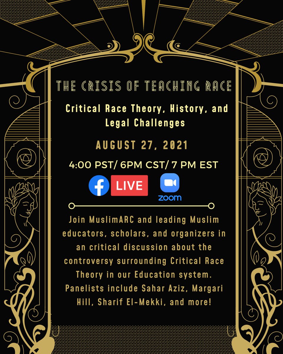I’m grateful @MuslimARC  is hosting us to have this critical conversation. We hope you’ll join us. @KameelahRashad @muslimteach @MuslimSeries @BMCoalition @muslimahblogs  @MuslimAdvocates @CAIRNational @BlackMuslimsTO #CRT